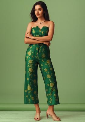Green Embroidered Brocade Co-Ord Set