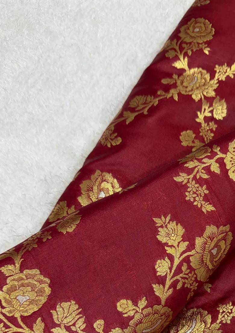 Maroon Embroidered Brocade Co-Ord Set - Indya