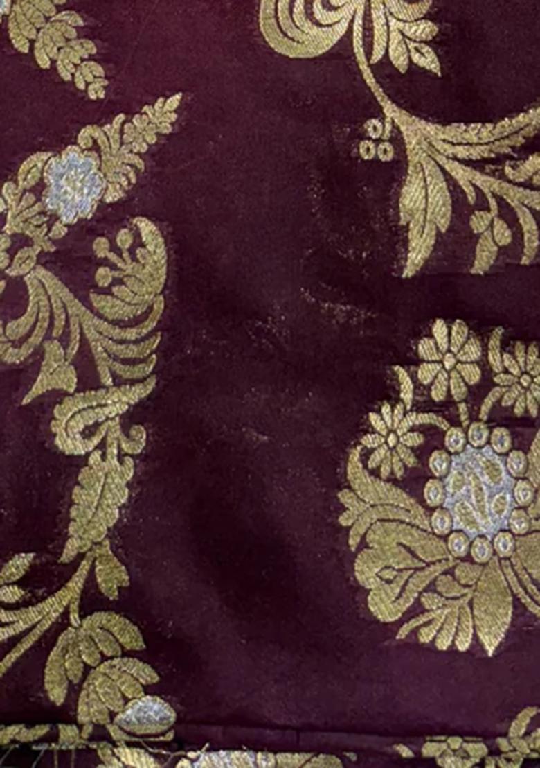 Wine Embroidered Brocade Co-Ord Set