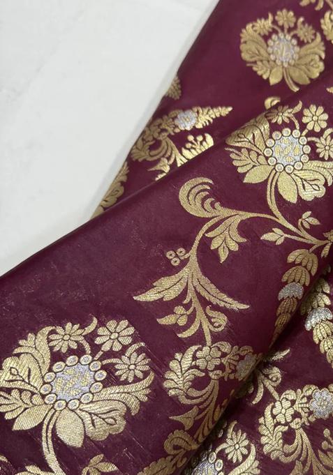 Wine Embroidered Brocade Co-Ord Set