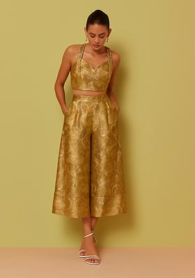 Golden Embroidered Brocade Co-Ord Set