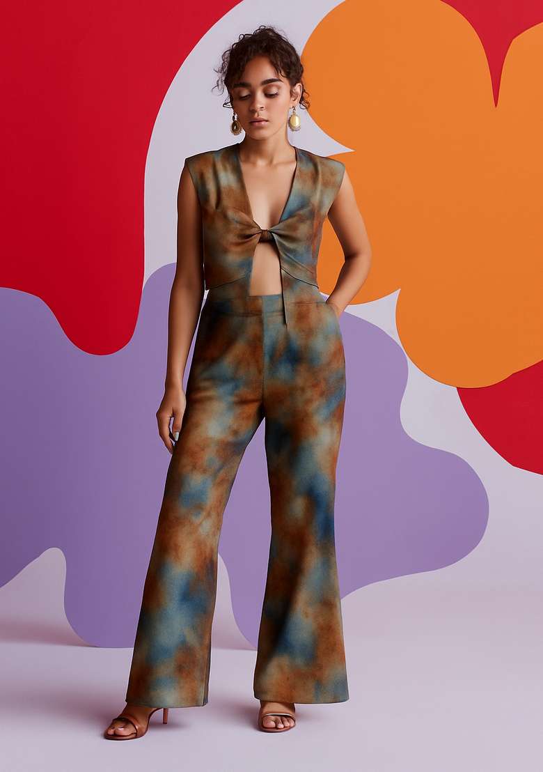 Multicolor Poplin Abstract Printed Co-Ord Set - Indya