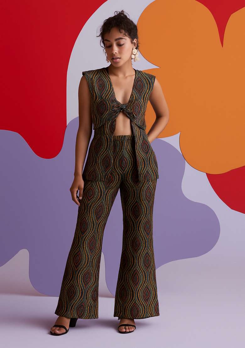 Multicolor Poplin Abstract Printed Co-Ord Set - Indya