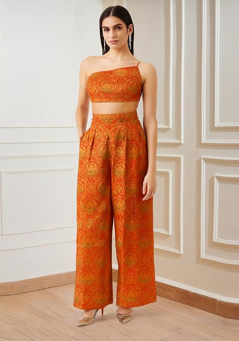 Orange Brocade Co-Ord Set