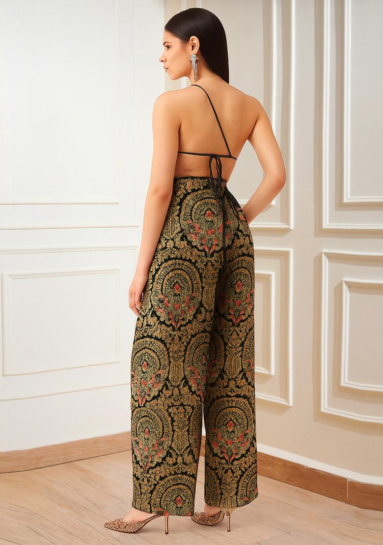 Black Brocade Co-Ord Set - Indya