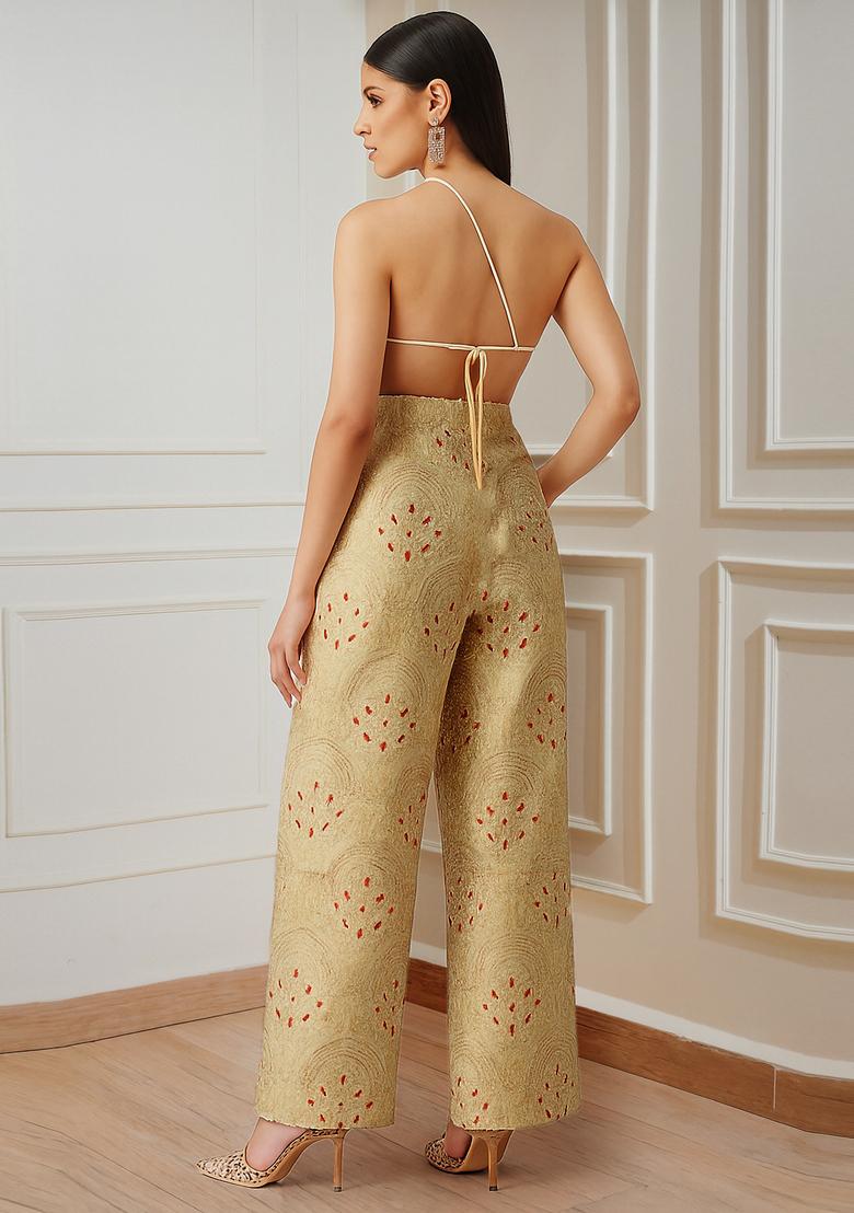 Beige Brocade Co-Ord Set - Indya