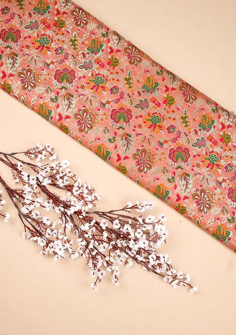 Peach Brocade Skirt Set - Indya