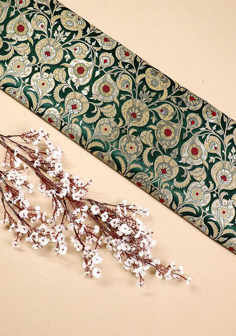 Green Brocade Skirt Set - Indya