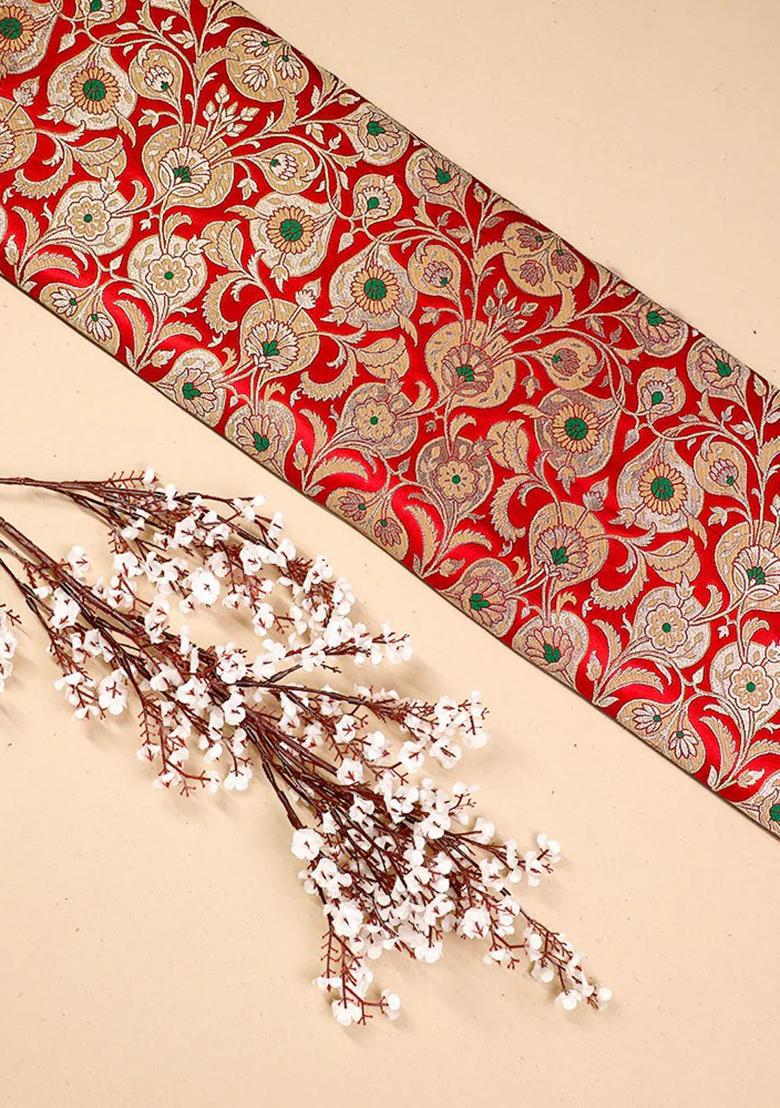 Red Brocade Skirt Set - Indya