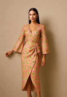 Light Pink Brocade Skirt Set