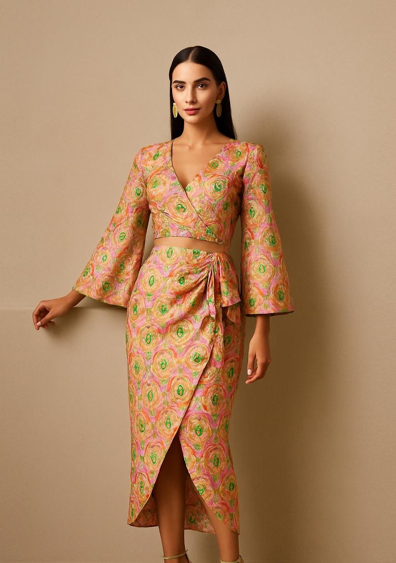 Light Pink Brocade Skirt Set