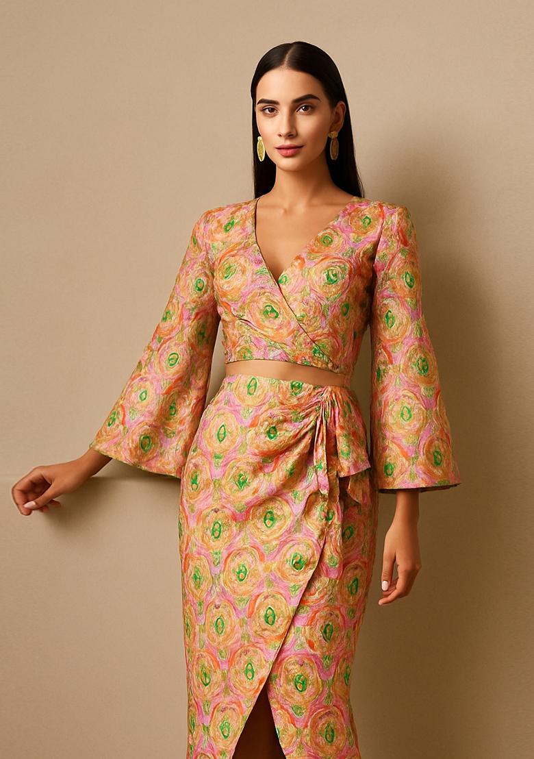 Light Pink Brocade Skirt Set