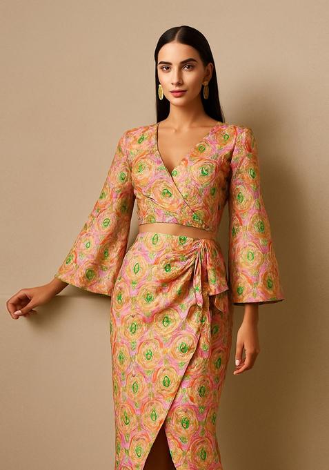 Light Pink Brocade Skirt Set