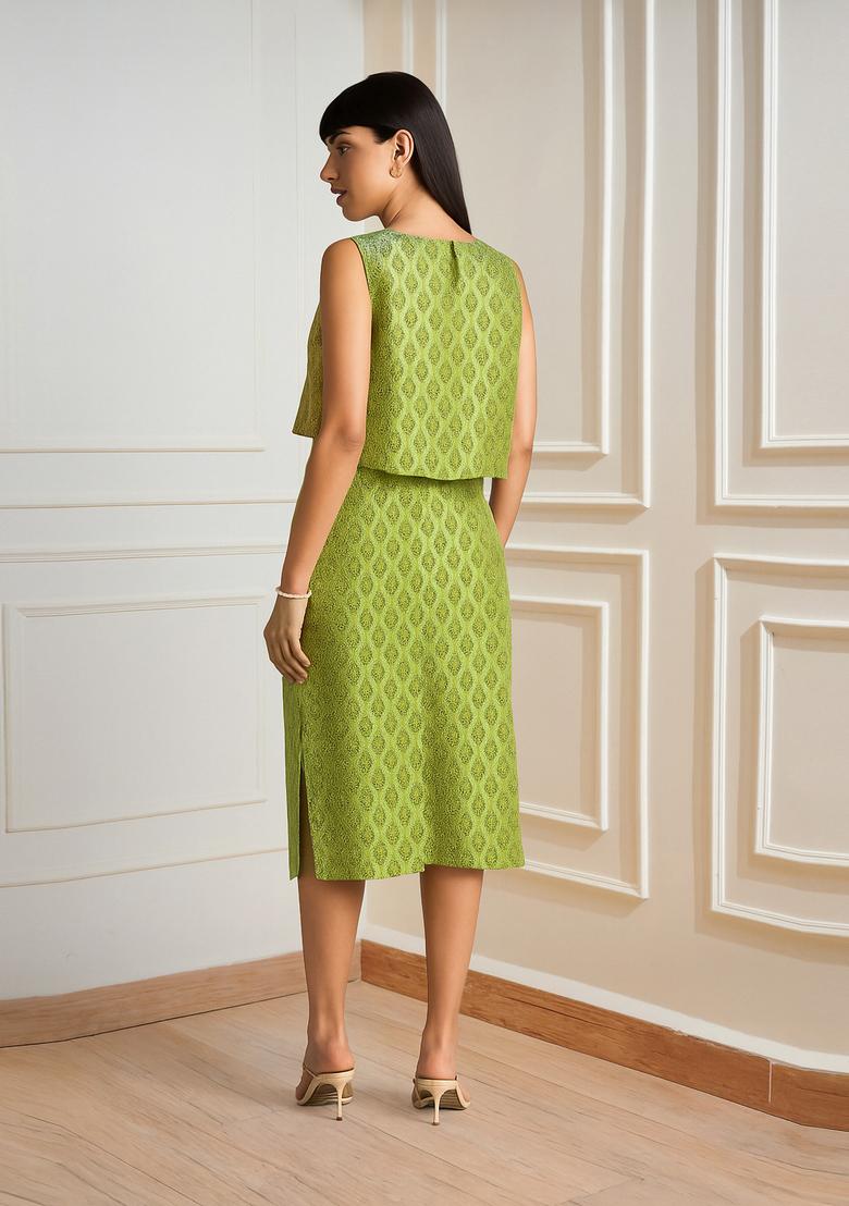 Light Green Brocade Skirt Set
