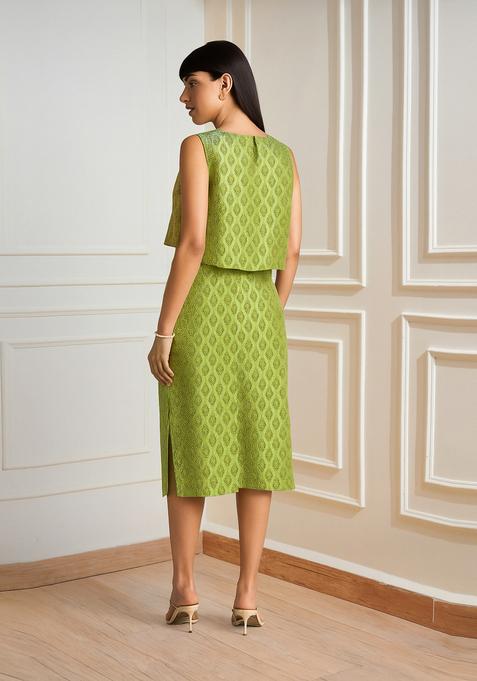 Light Green Brocade Skirt Set