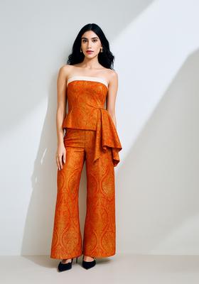 Orange Brocade Co-Ord Set