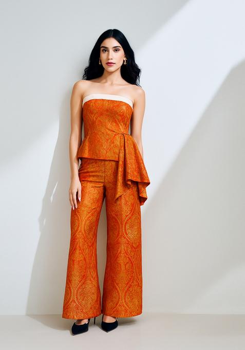 Orange Brocade Co-Ord Set