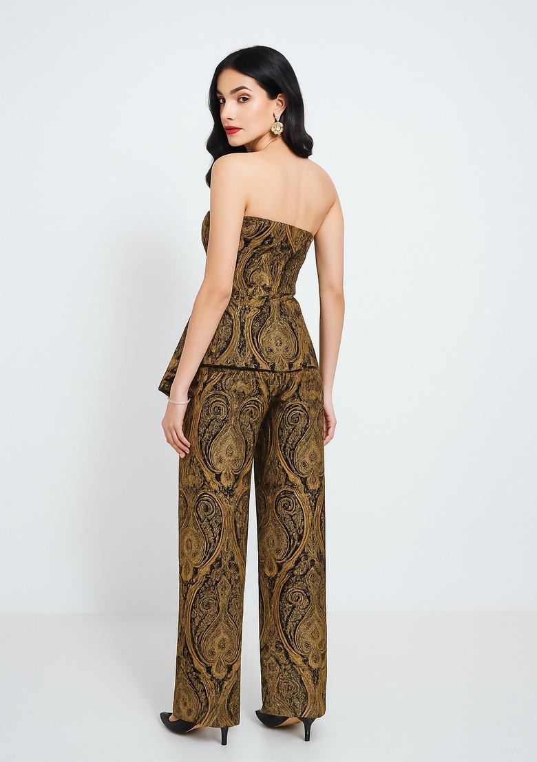 Black Brocade Co-Ord Set - Indya