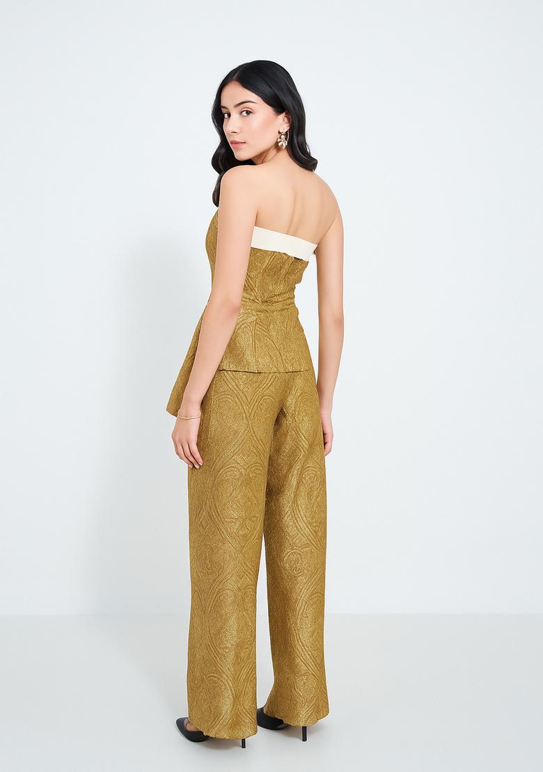 Golden Brocade Co-Ord Set - Indya