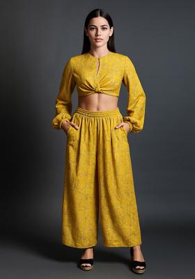 Yellow Brocade Co-Ord Set