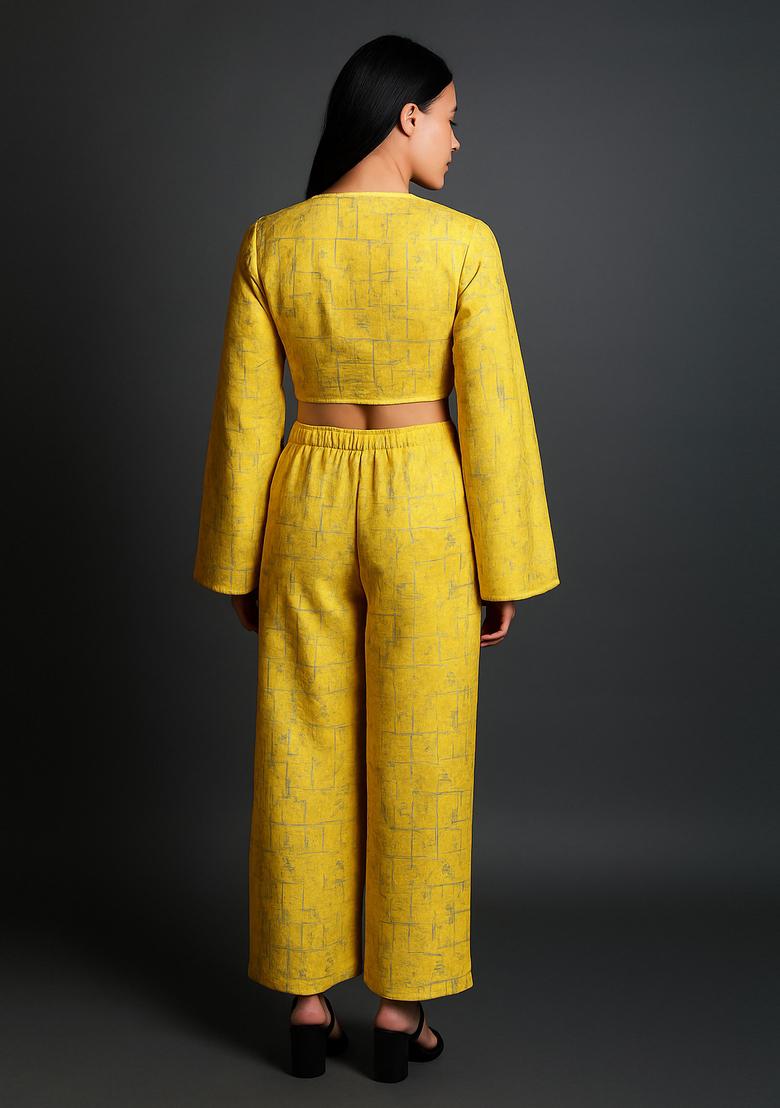 Yellow Brocade Co-Ord Set - Indya