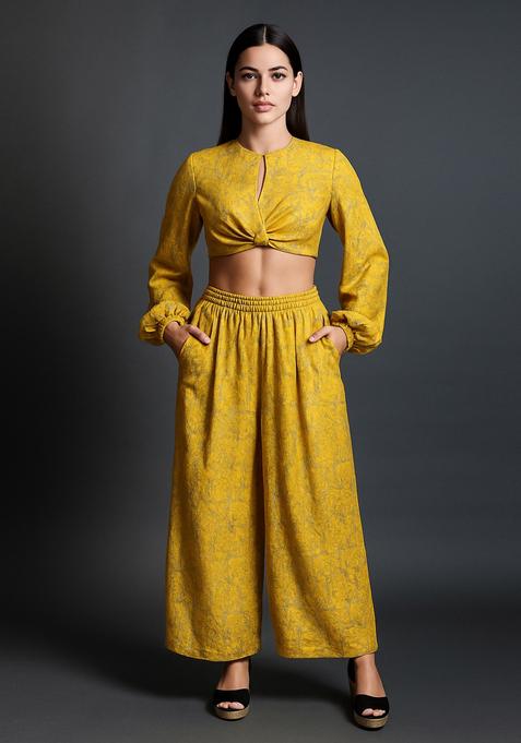 Yellow Brocade Co-Ord Set
