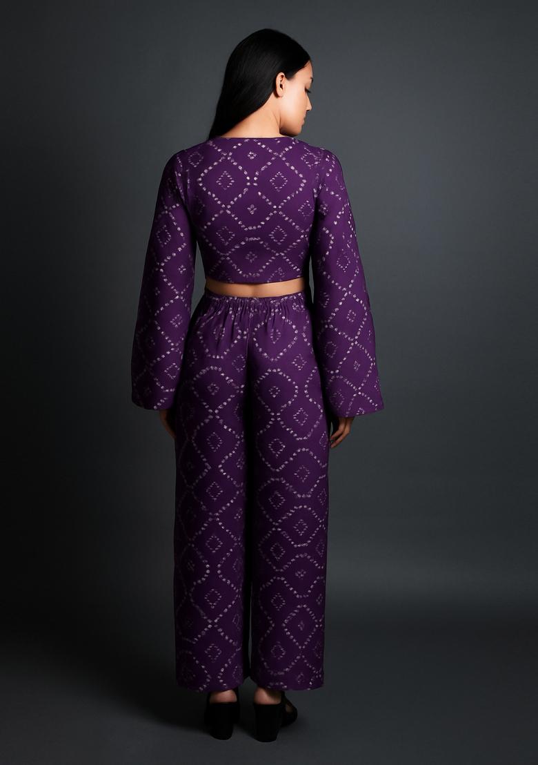 Purple Brocade Co-Ord Set - Indya