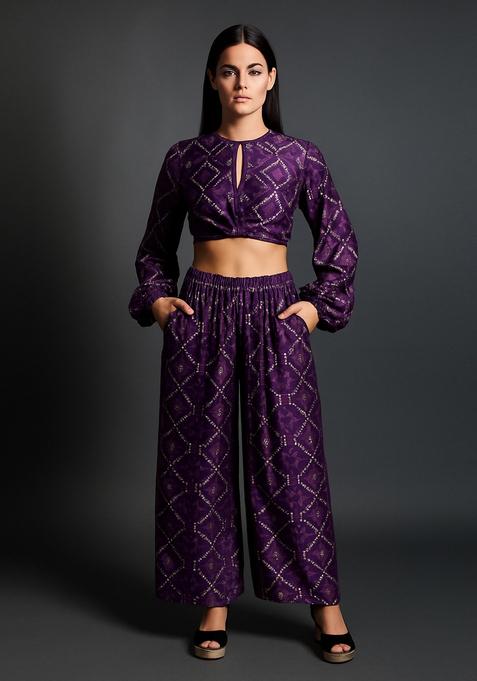 Purple Brocade Co-Ord Set