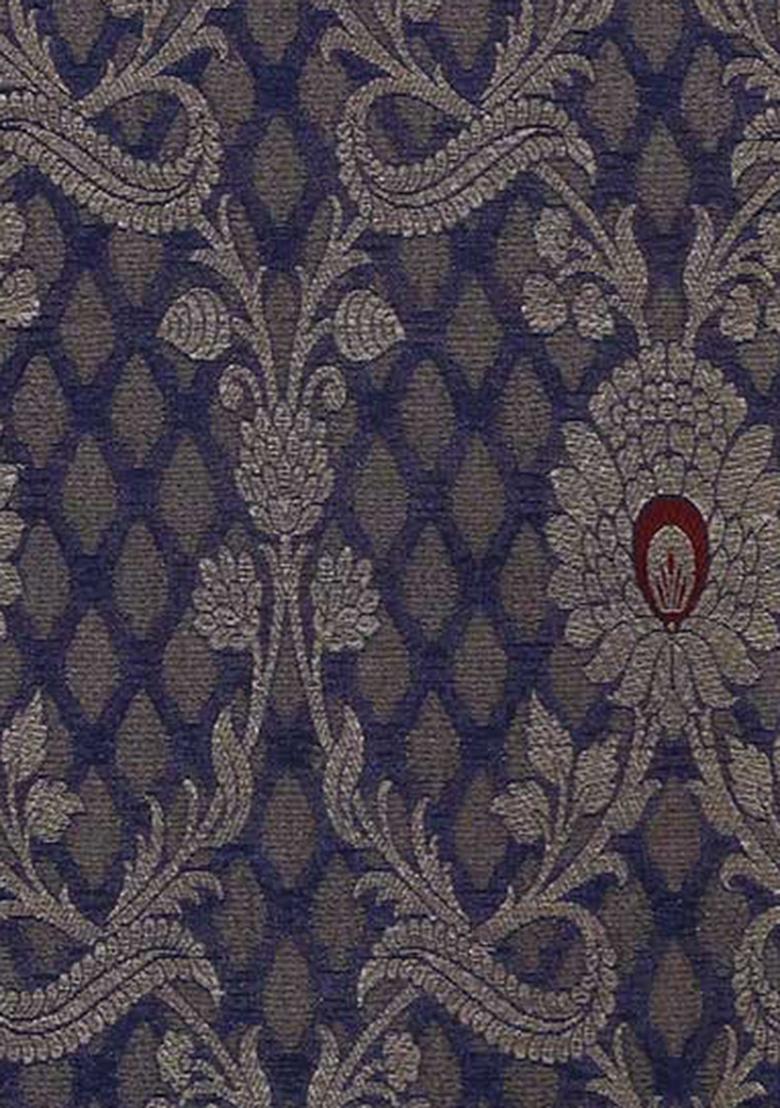 Navy Blue Brocade Co-Ord Set - Indya