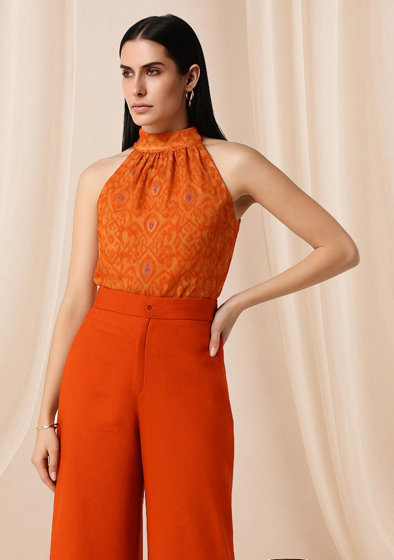 Orange Brocade Co-Ord Set - Indya