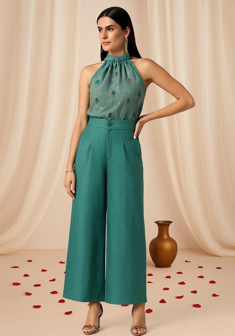Sea Green Brocade Co-Ord Set