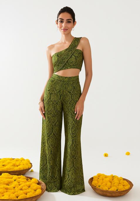 Green Brocade Co-Ord Set