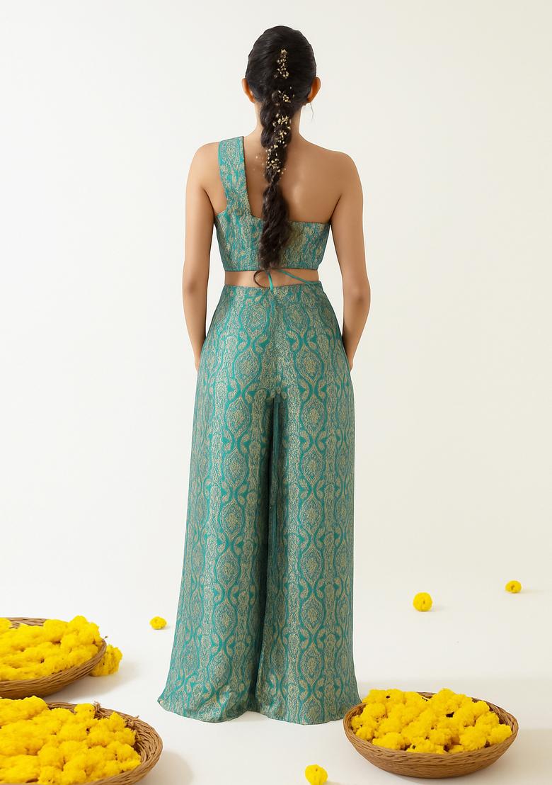 Sky Blue Brocade Co-Ord Set - Indya