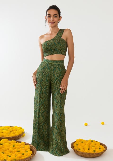 Teal Blue Brocade Co-Ord Set