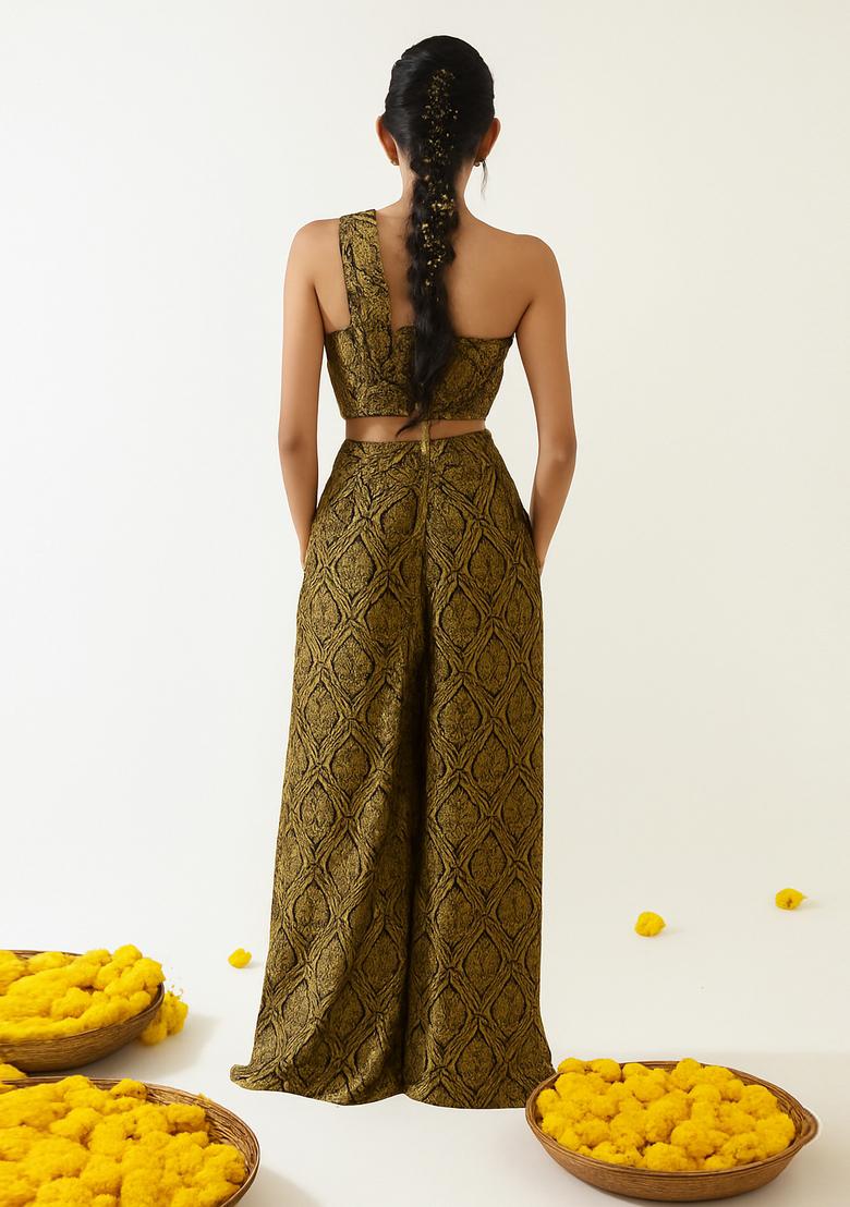 Gold Brocade Co-Ord Set - Indya