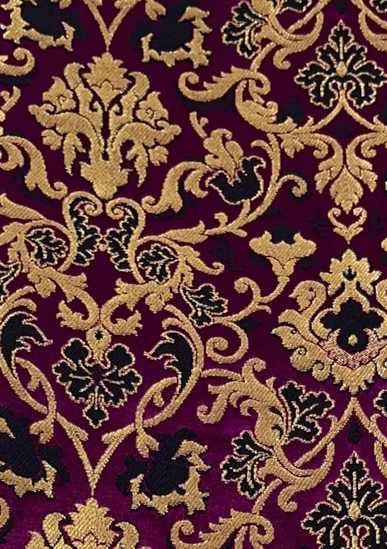 Pink Brocade Crop Top And Skirt Set