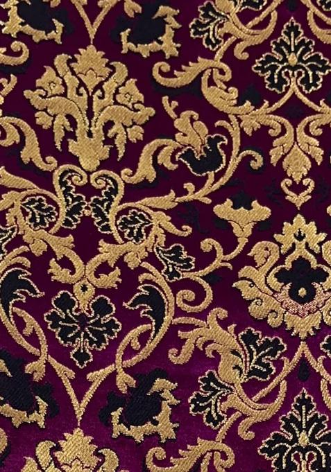 Pink Brocade Crop Top And Skirt Set