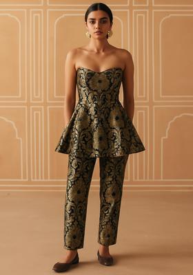 Black Brocade Co-Ord Set