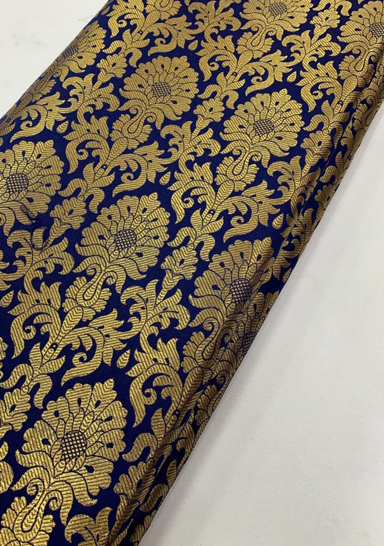 Navy Blue Brocade Co-Ord Set - Indya