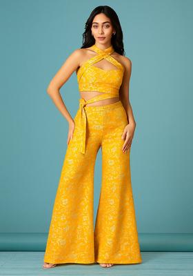 Yellow Brocade Co-Ord Set