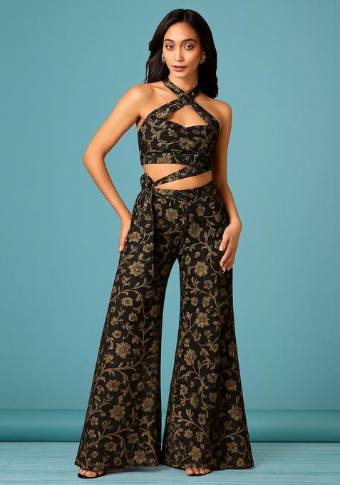 Black Brocade Co-Ord Set