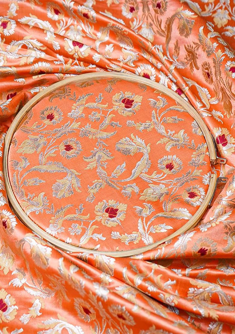 Peach Brocade Skirt Set