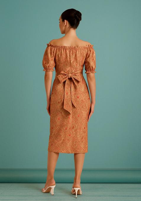 Peach Brocade Skirt Set