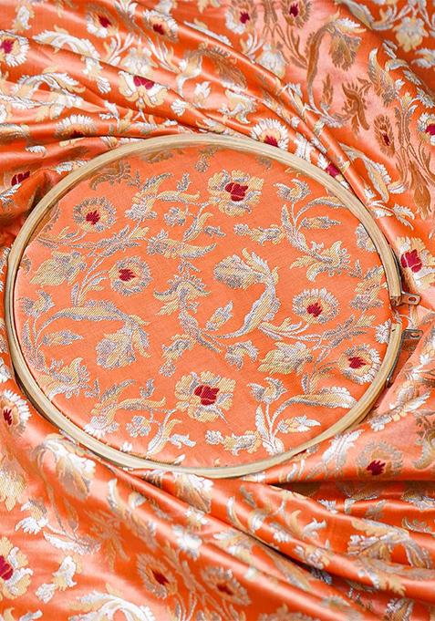 Peach Brocade Skirt Set