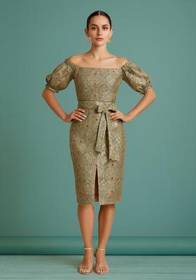 Grey Brocade Skirt Set