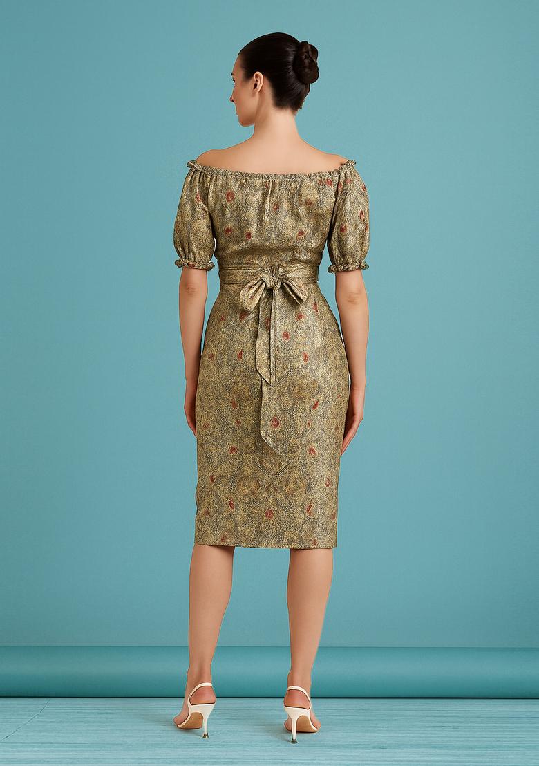 Grey Brocade Skirt Set - Indya