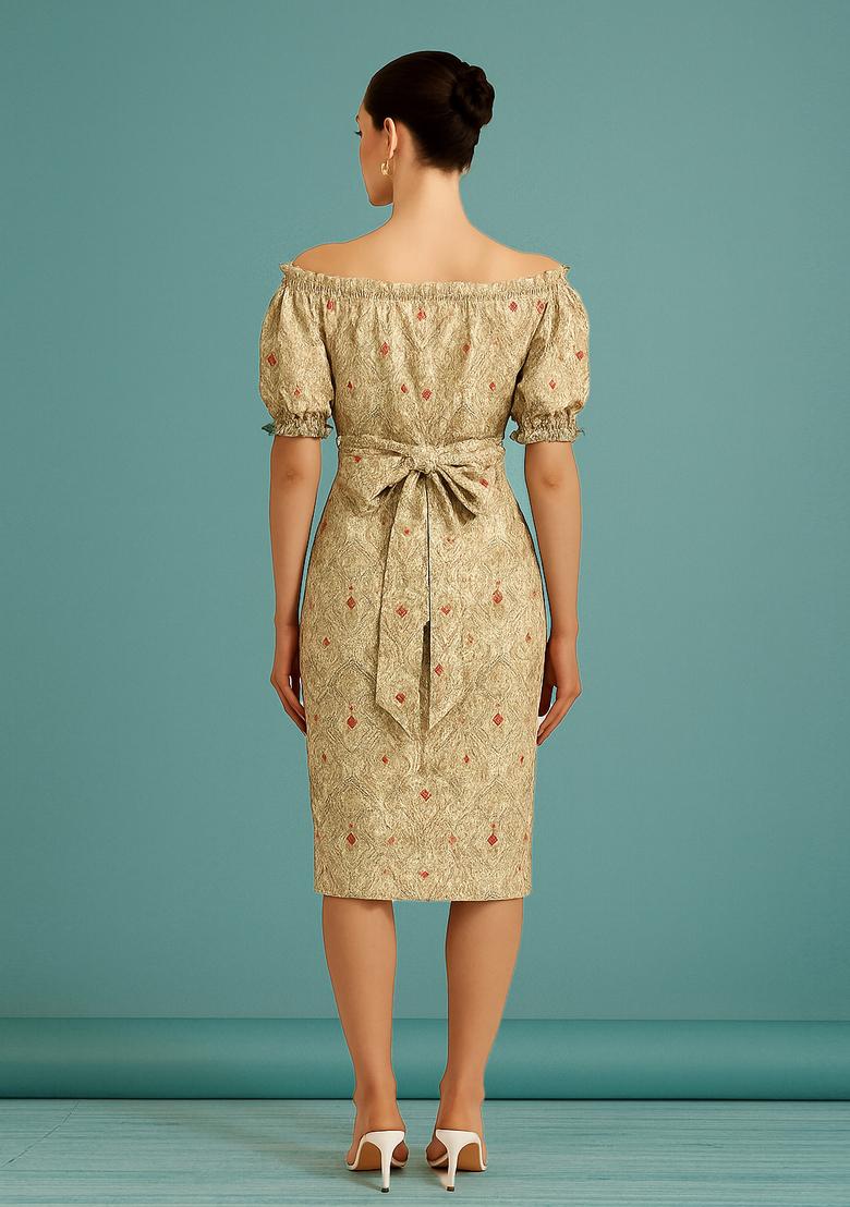 Cream Brocade Skirt Set - Indya