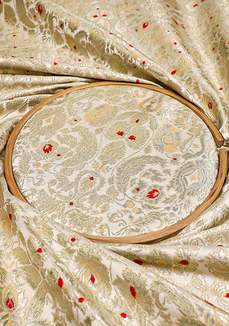 Cream Brocade Skirt Set - Indya
