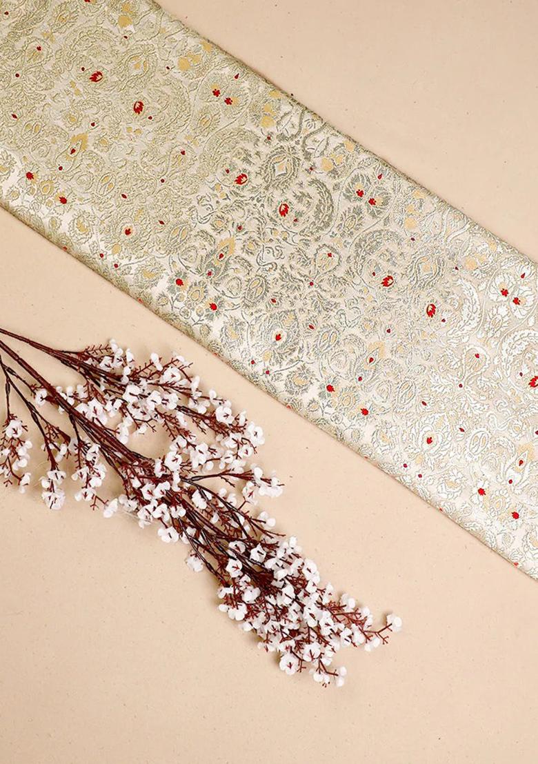 Cream Brocade Skirt Set - Indya