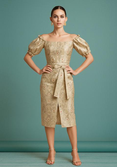 Cream Brocade Skirt Set